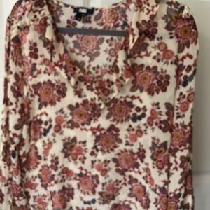 PAIGE Cream and Red Floral Blouse sz M
